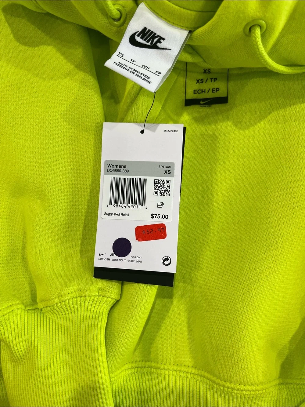 Nike WoMen’s Neon Green Pullover Hoodie oversized fit
